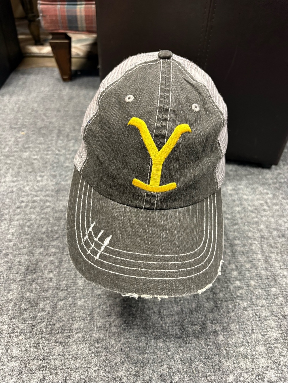 Ag Adriano Goldschmied Gray Trucker Hat with Yellowstone Logo